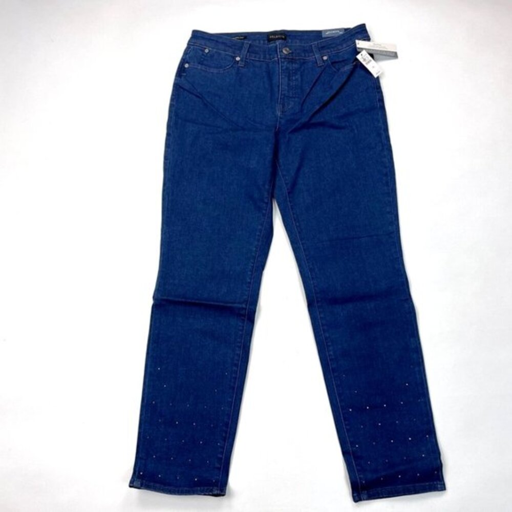 Talbots Embellished Slim Ankle Jeans Women 10‎ NWT $109 Stretch Cotton Pockets